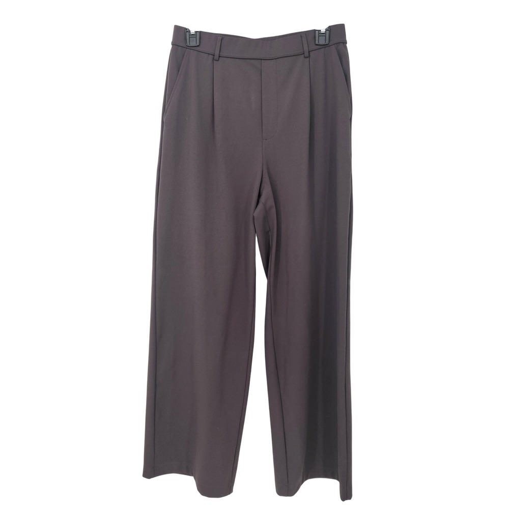 Halara Wide Leg Flowy Trousers Pull On Pleated Pants Faux Fly Grey Women's  M